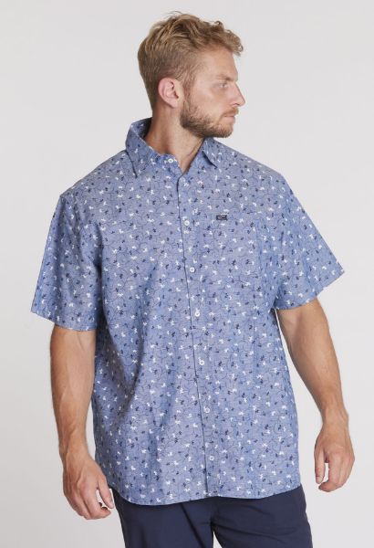Show details for Short Sleeve Shirt Allover Print, blue floral Picture of Short Sleeve Shirt Allover Print, blue floral