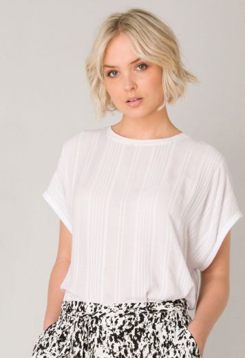 Picture of Short Sleeve Top with Piping, white