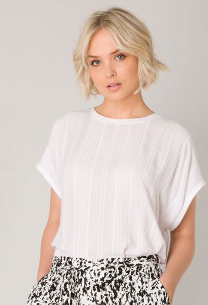 Zeige Details für Kurzarm Top mit Biesen, weiss Bild von Kurzarm Top mit Biesen, weiss