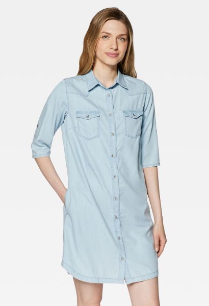 Show details for Tencel Denim Long Blouse Short Sleeve, soft light denim Picture of Tencel Denim Long Blouse Short Sleeve, soft light denim