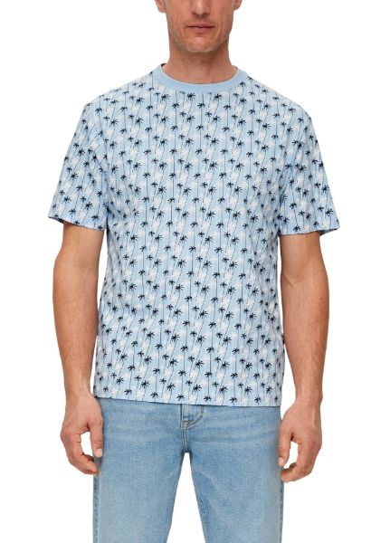 Show details for s.Oliver Tall T-Shirt with Allover Print Palms Picture of s.Oliver Tall T-Shirt with Allover Print Palms