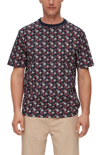 Picture of s.Oliver Tall T-Shirt with Allover Print Palms