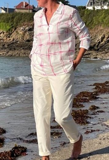 Bild von Baumwolle Chino Hose, offwhite