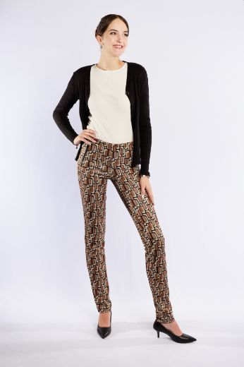 Picture of Tall Jacky Zip Print Slip On Trousers L38 Inch, toffee beige naturals
