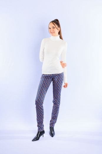 Picture of Tall Pamela Slim Fit Trousers L38 Inch, blue toffee print