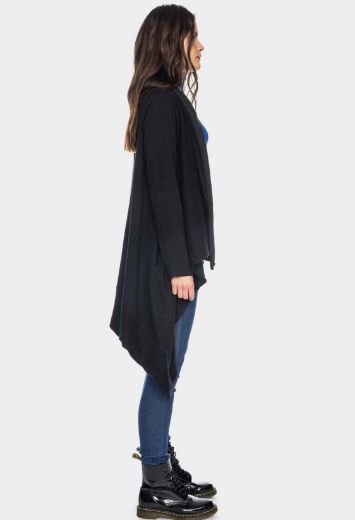 Image de Nanu manteau tricoté ouvert en coton biologique (GOTS), noir