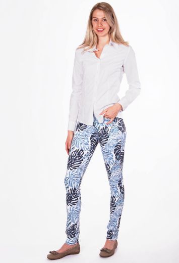Picture of Wonderjeans skinny L38 inches, white blue palm-tree pattern