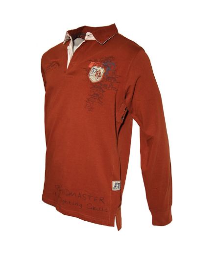 Picture of Tall Tiger & Dragon long sleeve polo shirt, rust