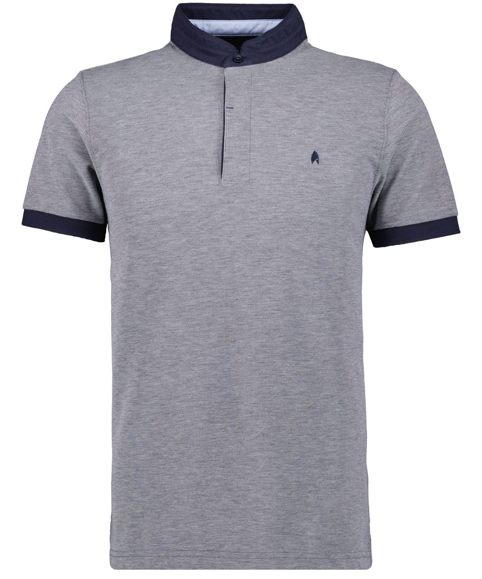 Bild von Tall Poloshirt Stehkragen, dark blue mélange