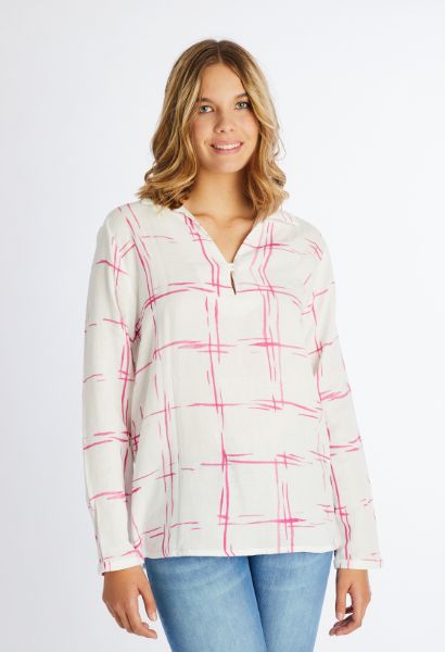 Show details for Cotton Blouse, white pink Picture of Cotton Blouse, white pink