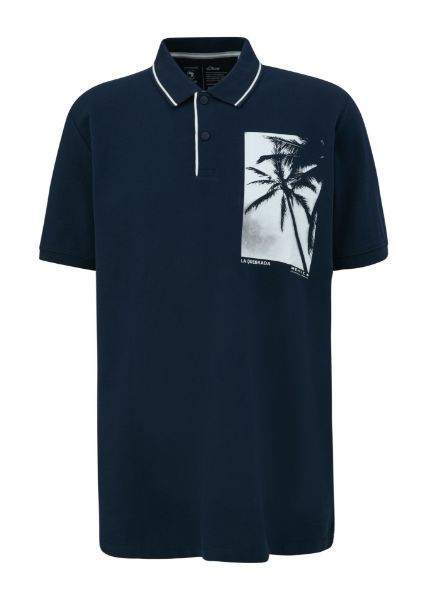 Agrandir l'image de Tall Hommes Polo avec Impression, bleu foncé Image de Tall Hommes Polo avec Impression, bleu foncé