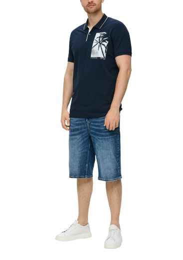 Bild von Tall Herren Poloshirt mit Print, dark blue