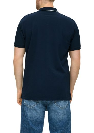Bild von Tall Herren Poloshirt mit Print, dark blue