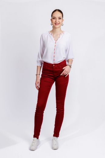 Image de Tall Slim Fit 5-Pocket Style Pantalon Femme L36 Inch, bordeaux rouge