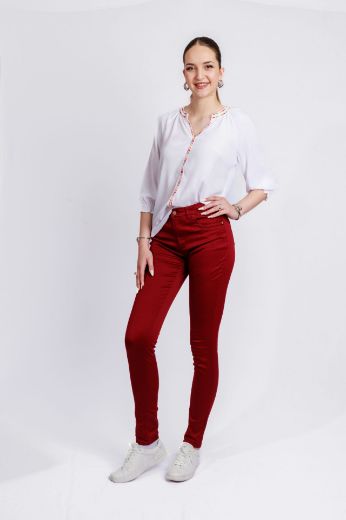 Image de Tall Slim Fit 5-Pocket Style Pantalon Femme L36 Inch, bordeaux rouge