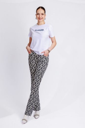 Picture of Tall slip-on trousers Pamela Kick L38 inch, patterned