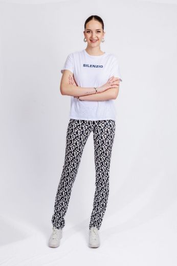 Image de Tall Pamela Slim Fit Pantalon à Enfiler Longueur 38 Inch, bleu foncé blanc