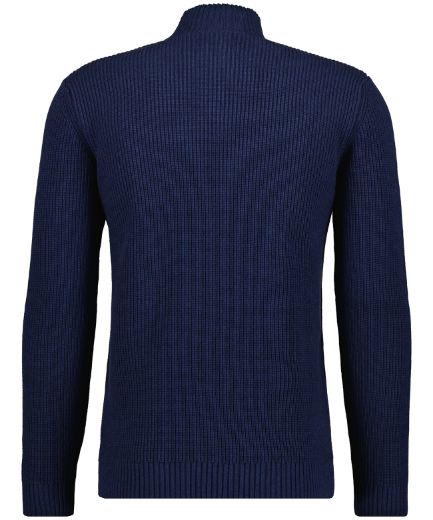 Bild von Tall Herren Strickpullover Stehkragen Rippe, jeans blue