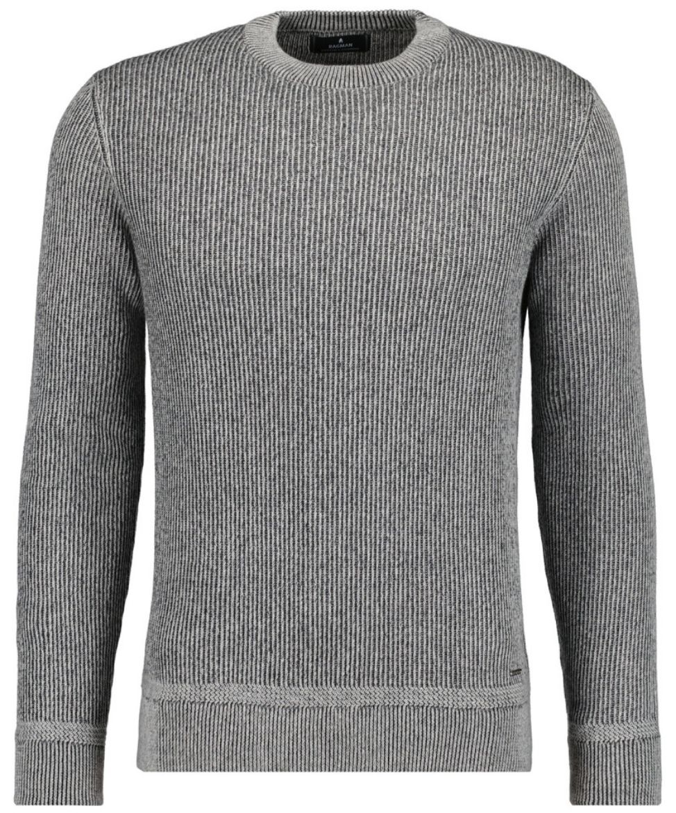 Image de Tall Pull Tricot Homme Bicolore Coton-Cachemire, light grey