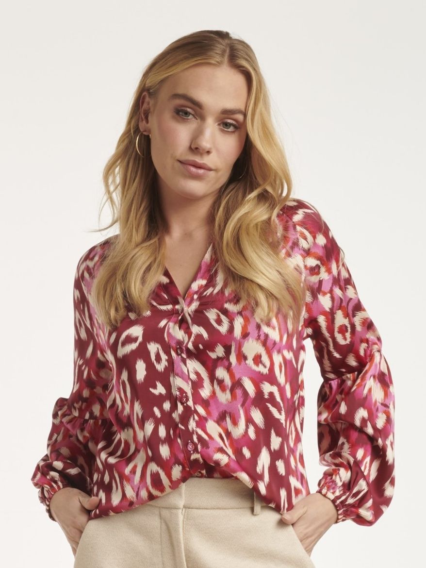 Image de Tall Blouse Femme Col V, rose fuchsia