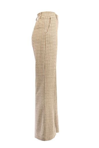 Picture of Tall Women Trousers Wide Leg Pied de Poule L37 Inch, grey sand