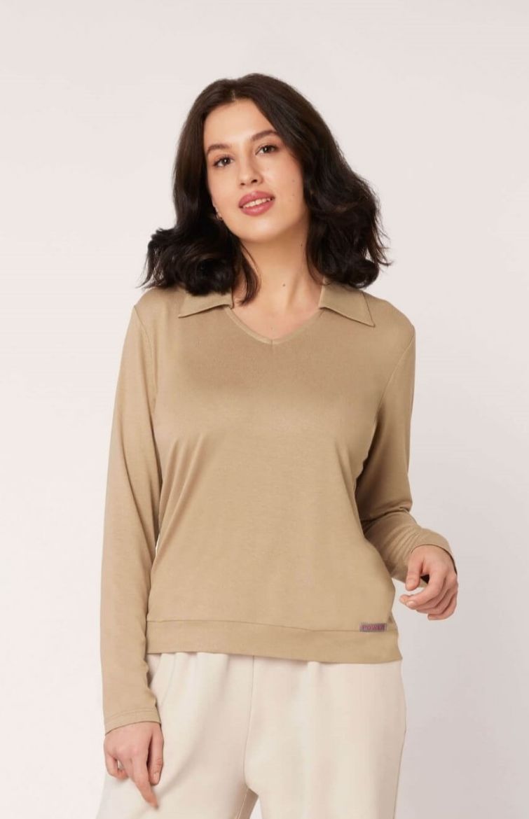 Bild von Tall Damen Langarmshirt Kragen