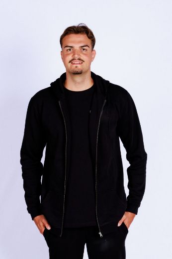 Bild von Tall Herren Hoodie Jacke Bio Baumwolle, black