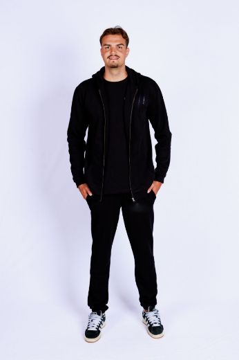 Bild von Tall Herren Hoodie Jacke Bio Baumwolle, black