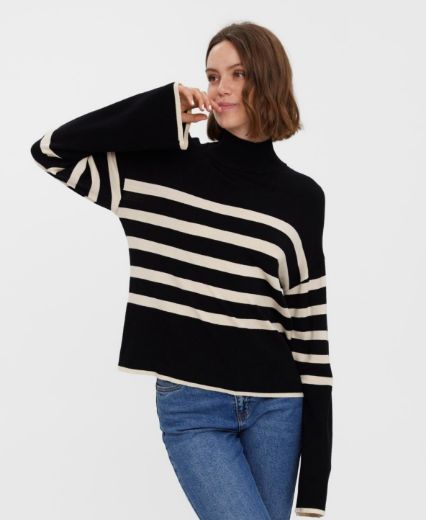 Bild von Vero Moda Tall Strickpullover Rollkragen, black white