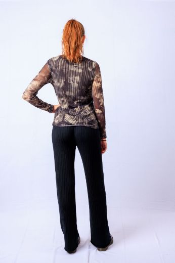 Picture of Tall Women Mesh Long Sleeve Top, black beige natural