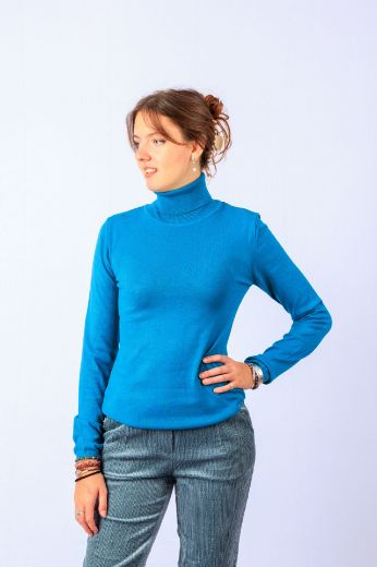 Image de Tall Pull Femme Col Roulé Maille Fin