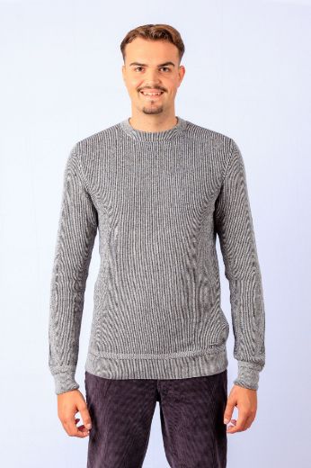 Picture of Tall Men Knit Jumper Bicolour Cotton-Cashmere, light grey