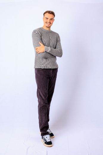 Picture of Tall Men Knit Jumper Bicolour Cotton-Cashmere, light grey