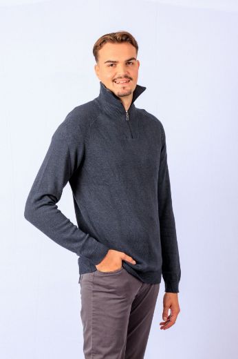 Bild von Tall Herren Troyer Strickpullover, asphalt