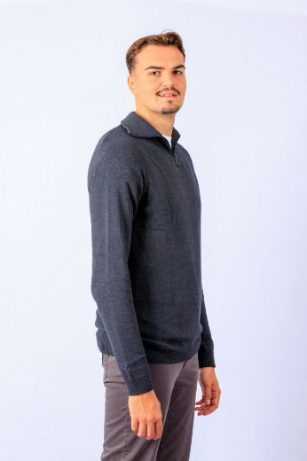 Bild von Tall Herren Troyer Strickpullover, asphalt