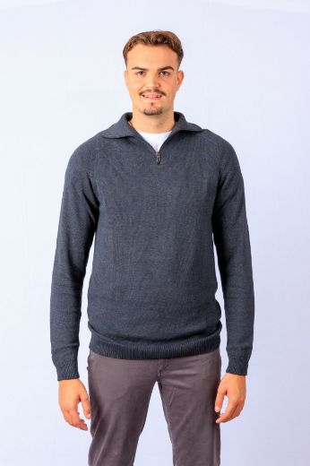 Bild von Tall Herren Troyer Strickpullover, asphalt