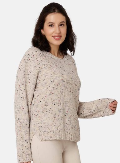 Image de Tall Pull Femme Tricot, crème multicolore