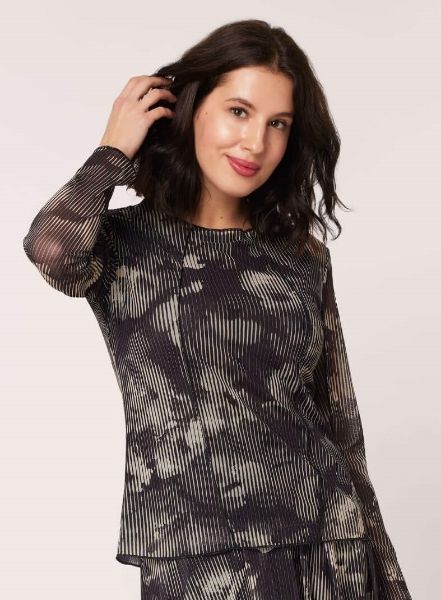 Show details for Tall Women Mesh Long Sleeve Top, black beige natural Picture of Tall Women Mesh Long Sleeve Top, black beige natural