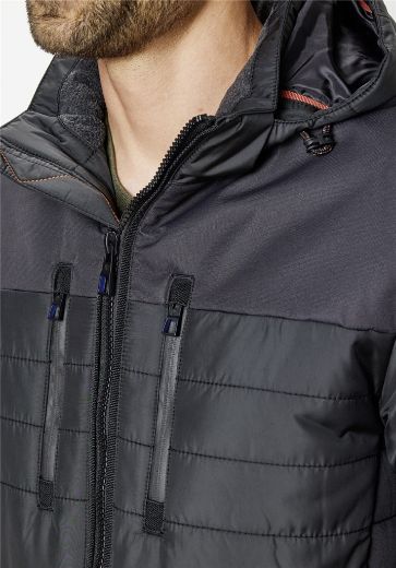 Image de Tall Veste Hiver Homme Capuche Détachable, noir