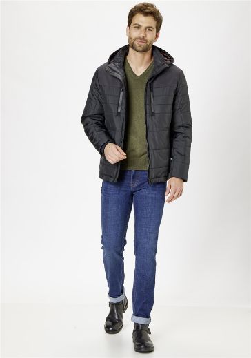 Image de Tall Veste Hiver Homme Capuche Détachable, noir