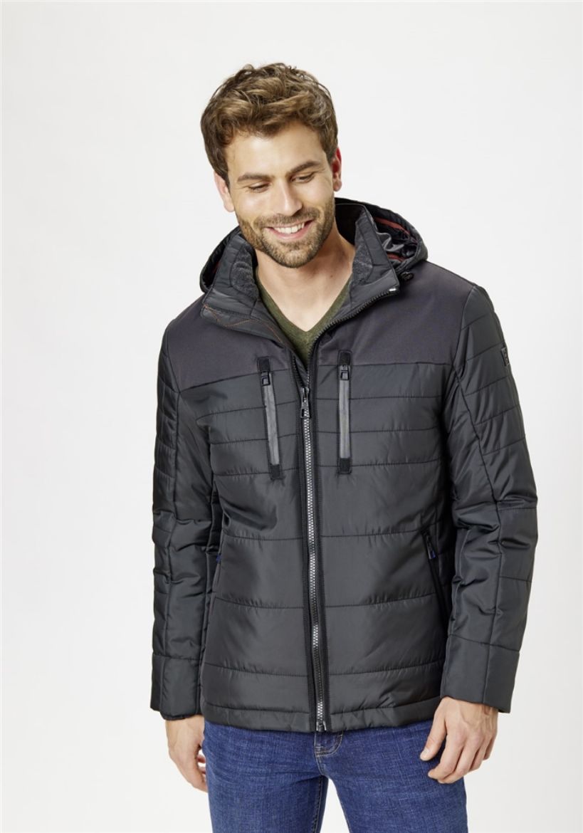 Image de Tall Veste Hiver Homme Capuche Détachable, noir