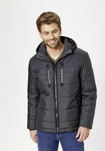 Image de Tall Veste Hiver Homme Capuche Détachable, noir