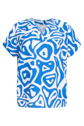 Picture of Tall Women Blouse V-Neck Extra Long, cobalt blue white