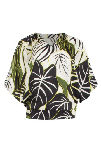 Bild von Tall Blusen-Top V-Ausschnitt Extra Lang, green multicolour