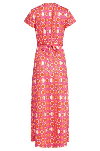 Picture of Midi Dress V-Neck, pink orange print