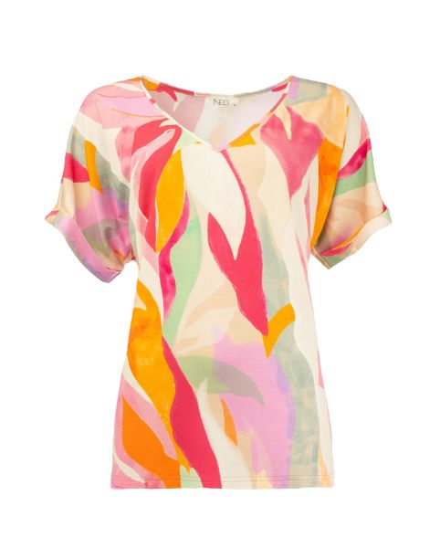 Zeige Details für T-Shirt Top Pink Peacock Tropicana, orange multi Bild von T-Shirt Top Pink Peacock Tropicana, orange multi