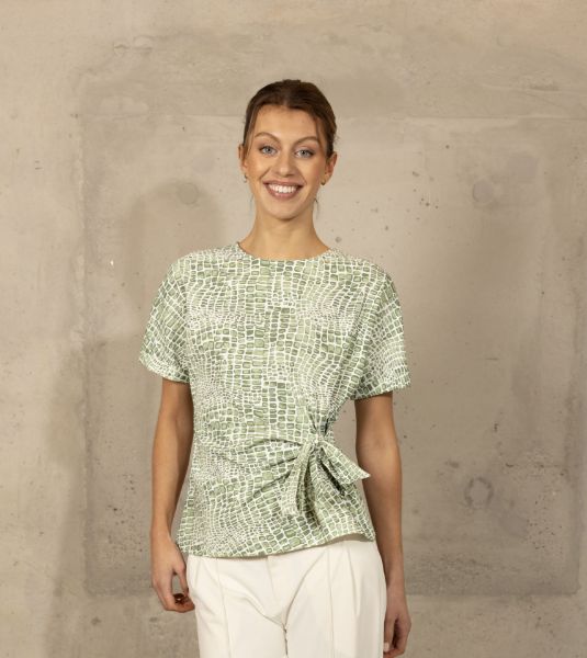 Zeige Details für Tall Damen T-Shirt Top Extra Lang, jade green croc print Bild von Tall Damen T-Shirt Top Extra Lang, jade green croc print