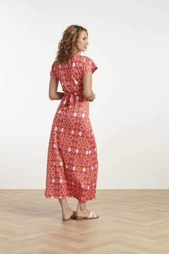 Picture of Midi Dress V-Neck, pink orange print