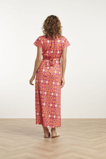Picture of Midi Dress V-Neck, pink orange print