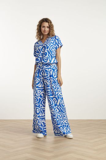Picture of Tall Ladies Wide Leg Trousers L37 Inch, cobalt blue print